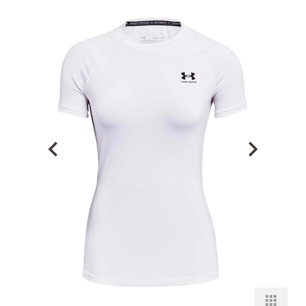 Under Armour HeatGear Compression Short Sleeve Performance Top White Women’s Sm - Picture 11 of 15